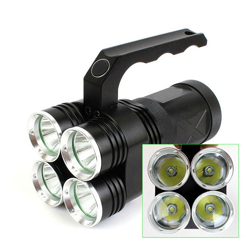 High bright black aluminum rechargeable CREE T6 flashlight 4*LED 4 mode 40W search products 